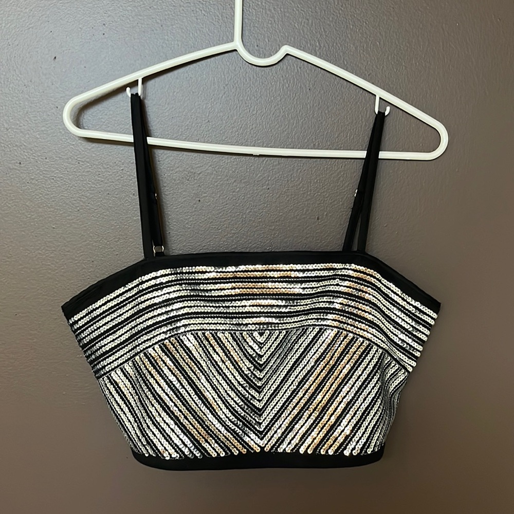 Bethany Mota, sequenced, crop top, black, Large